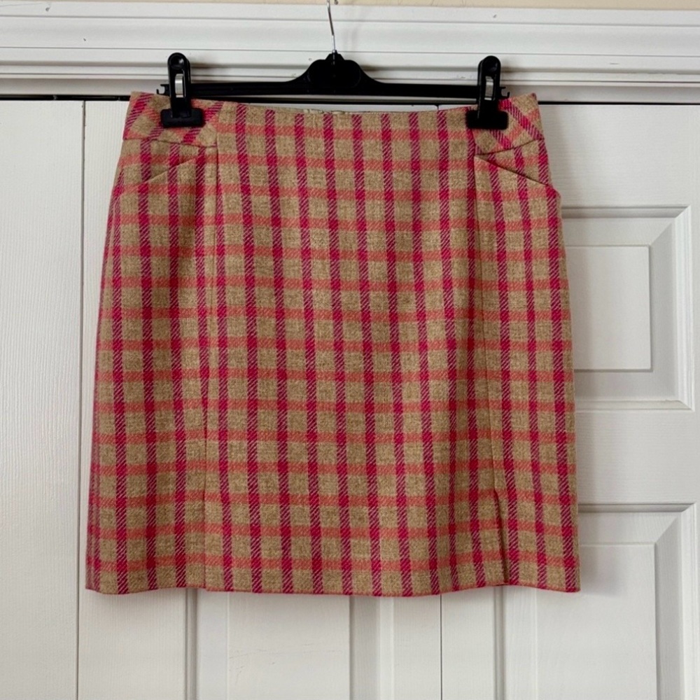 Boden British Tweed by Moon check mini skirt Sz 10.